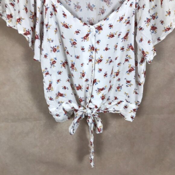GYPSIES & MOONDUST Flutter Sleeve Tie Front Boho Top NEW MEDIUM - Picture 5 of 9
